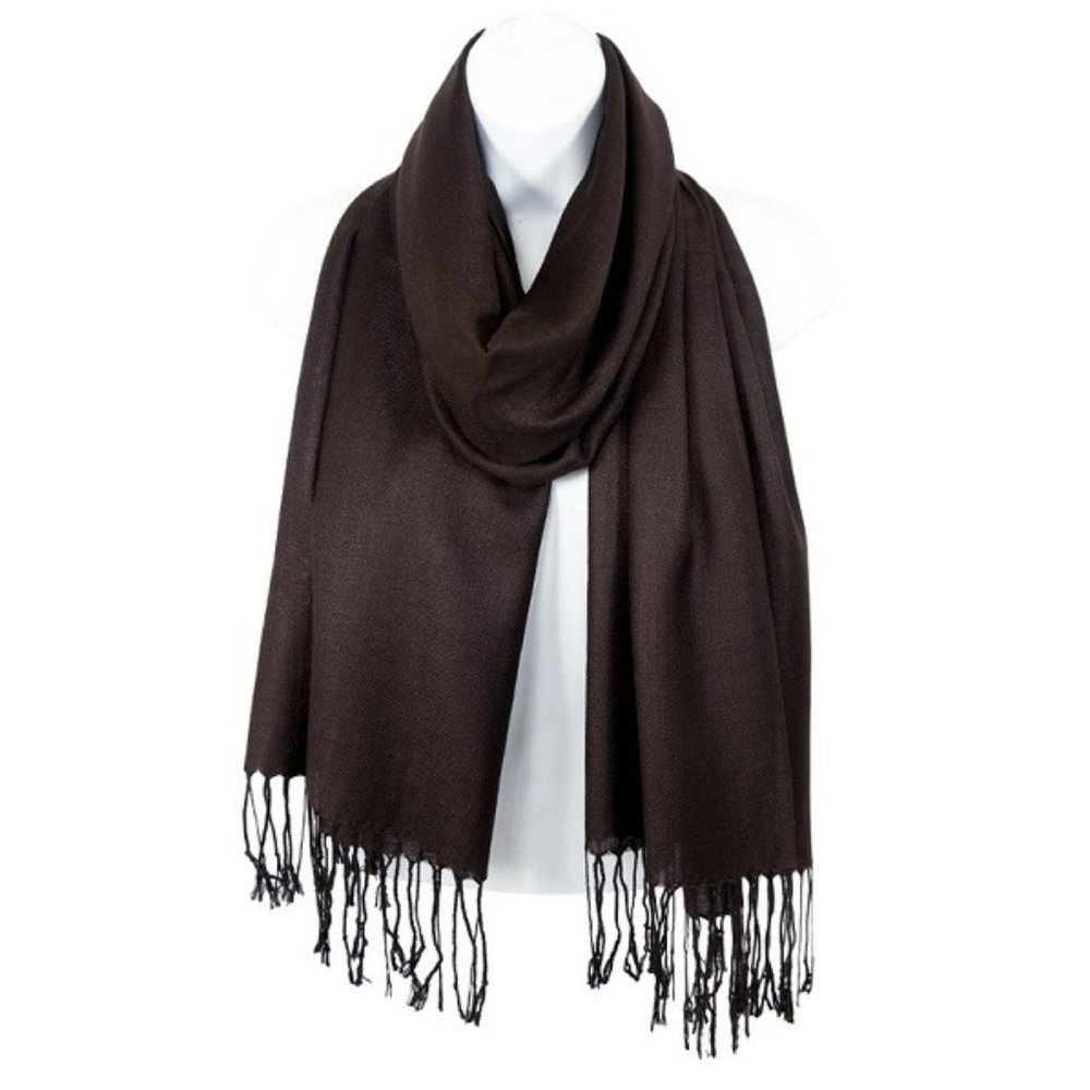 Dark Brown 100% Pashmina Silk Scarf